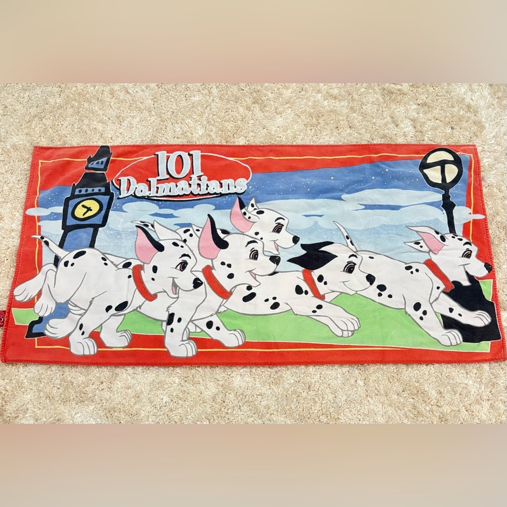 Disney 101 Dalmatians Cotton Bath Beach Towel Vintage 90s Franco 57 x 28.5 in